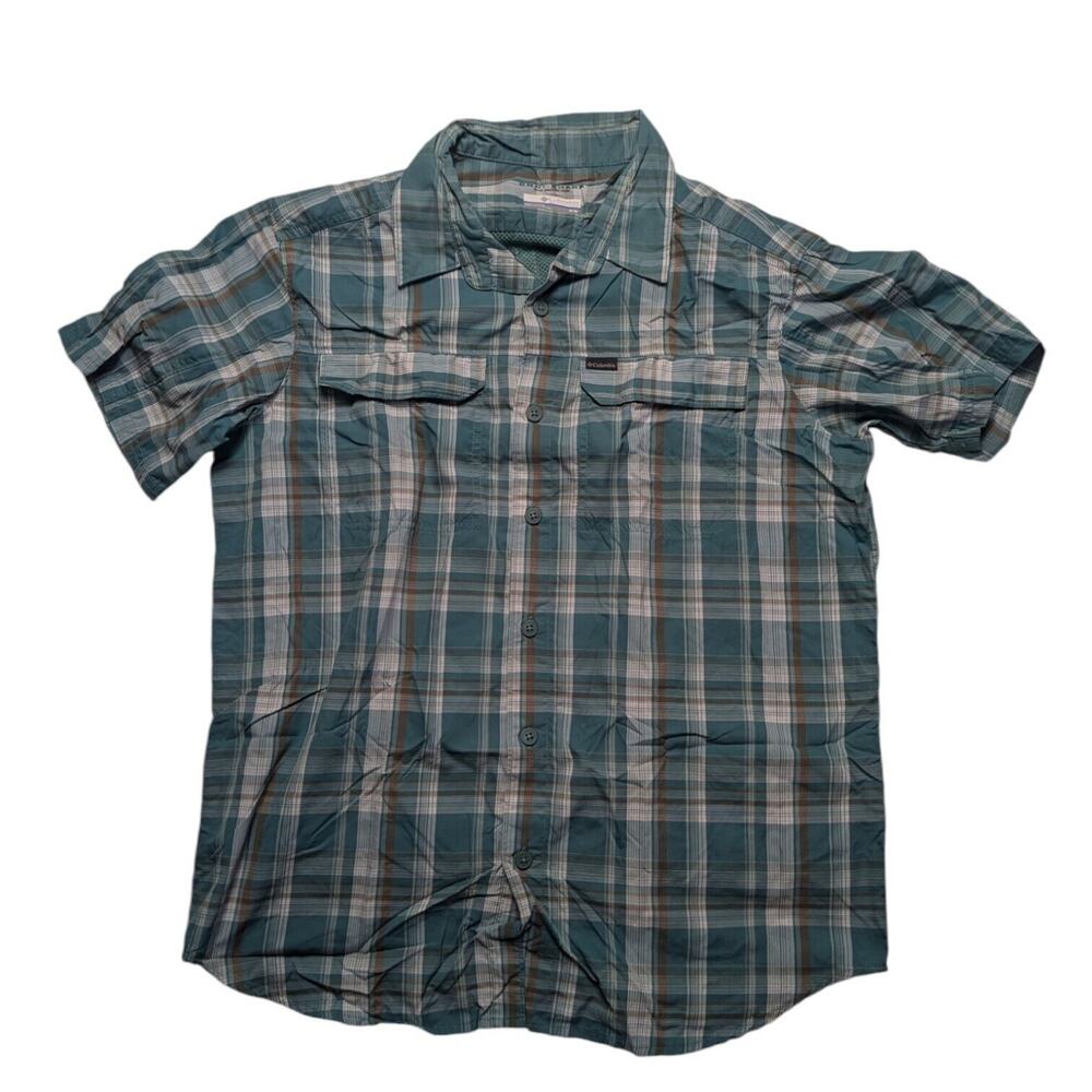 Green Plaid COLUMBIA Omni Shade Sun Protection Button Front SS Shirt Medium